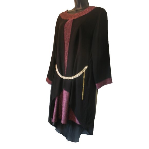 Women’s Law brand Metallic Pink/Black Size 3X, Dress with Sheer attached overlay - Picture 3 of 9